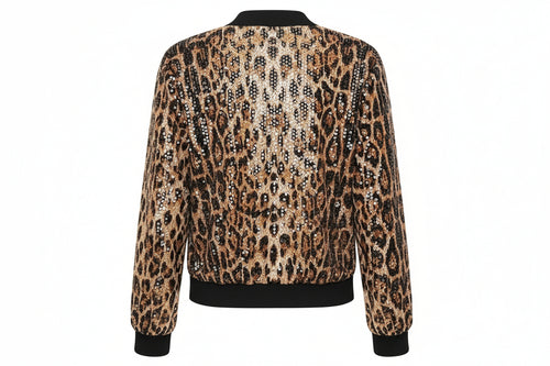 Chaqueta mujer con estampado de leopardo y lentejuelas